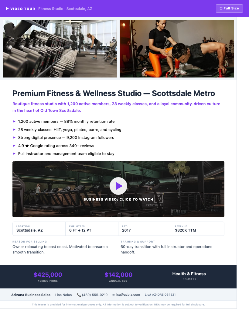 Sample business teaser